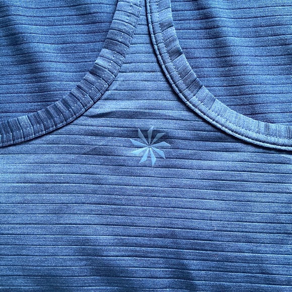 Athleta Womens Racerback ank Top Semi-sheer Detail Shirt Blue Medium - Picture 8 of 12